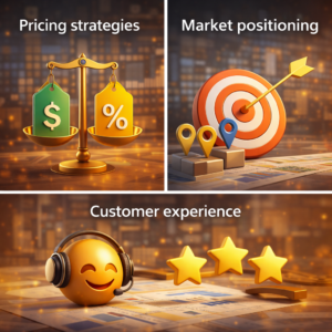 Business concepts in 3D infographic 