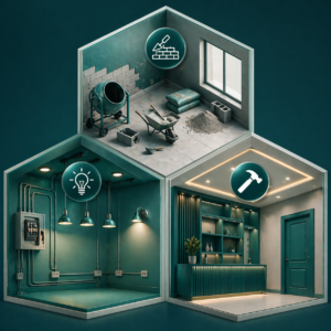 Construction services concept in 3D 