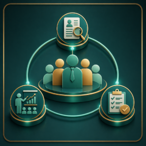 Stylised HR management network infographic 