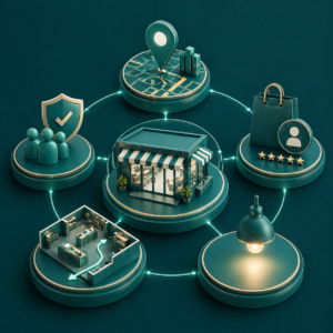 Stylized business network infographic 